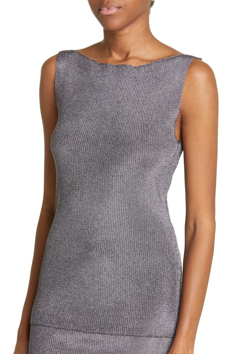 Jack Metallic Cotton Knit Minidress, Alternate, color, BLACK SILVER