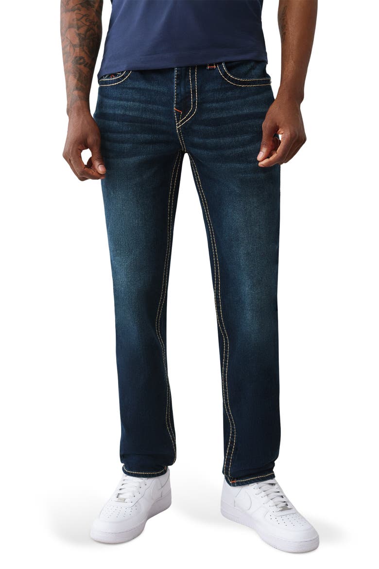 Geno Big T Flap Pocket Slim Jeans, Main, color, DARK MAHOGANY WOOD WASH