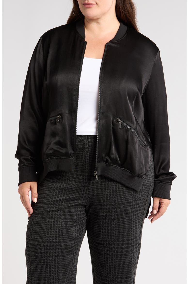Satin Bomber, Main, color, BLACK