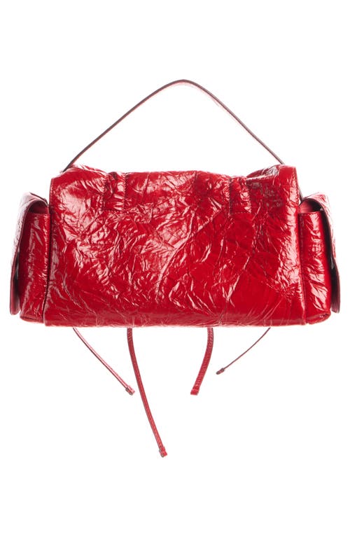 Acne Studios Multipocket Crinkle Patent Leather Top Handle Bag In Red