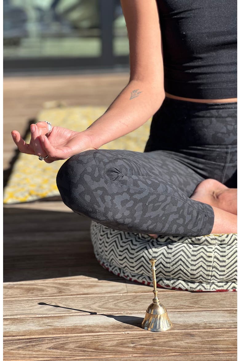 Block Print Meditation Cushion - Round, Alternate, color, Block Print