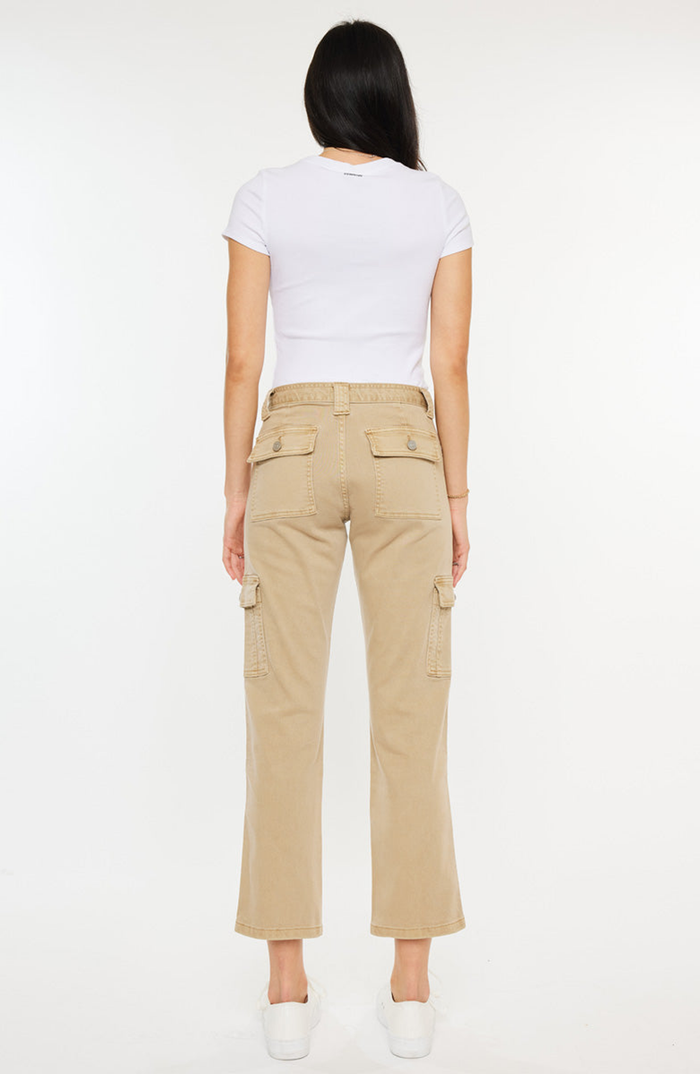 Official Kancan USA Lavinia High Rise Slim Straight Leg Cargo Pants, Alternate, color, Beige