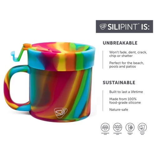 Silipint 2 Pack 16oz Silicone Coffee Mug W/ Lid, Hippie Hops