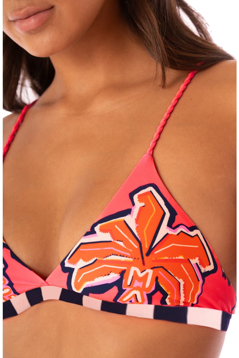 Racing Palms Reversible Triangle Bikini Top, Alternate, color, BRIGHT PINK