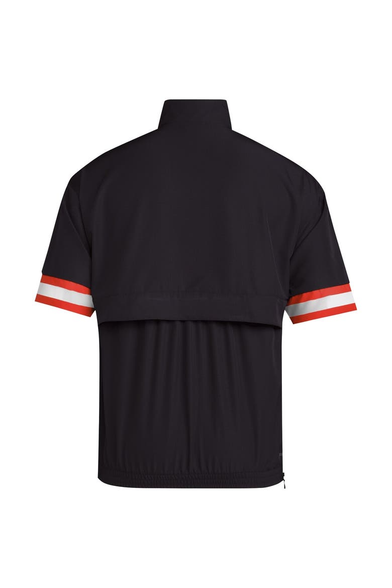 Men's adidas Black Miami Hurricanes Strategy Short Sleeve Half-Zip Jacket, Alternate, color, Black