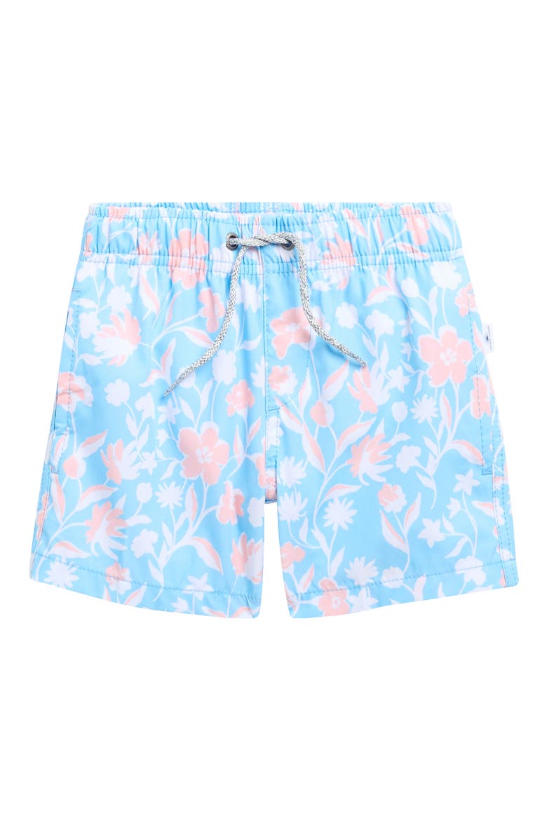 Kids' Four-Way Stretch Floral Volley Swim Trunks, Main, color, BLUE