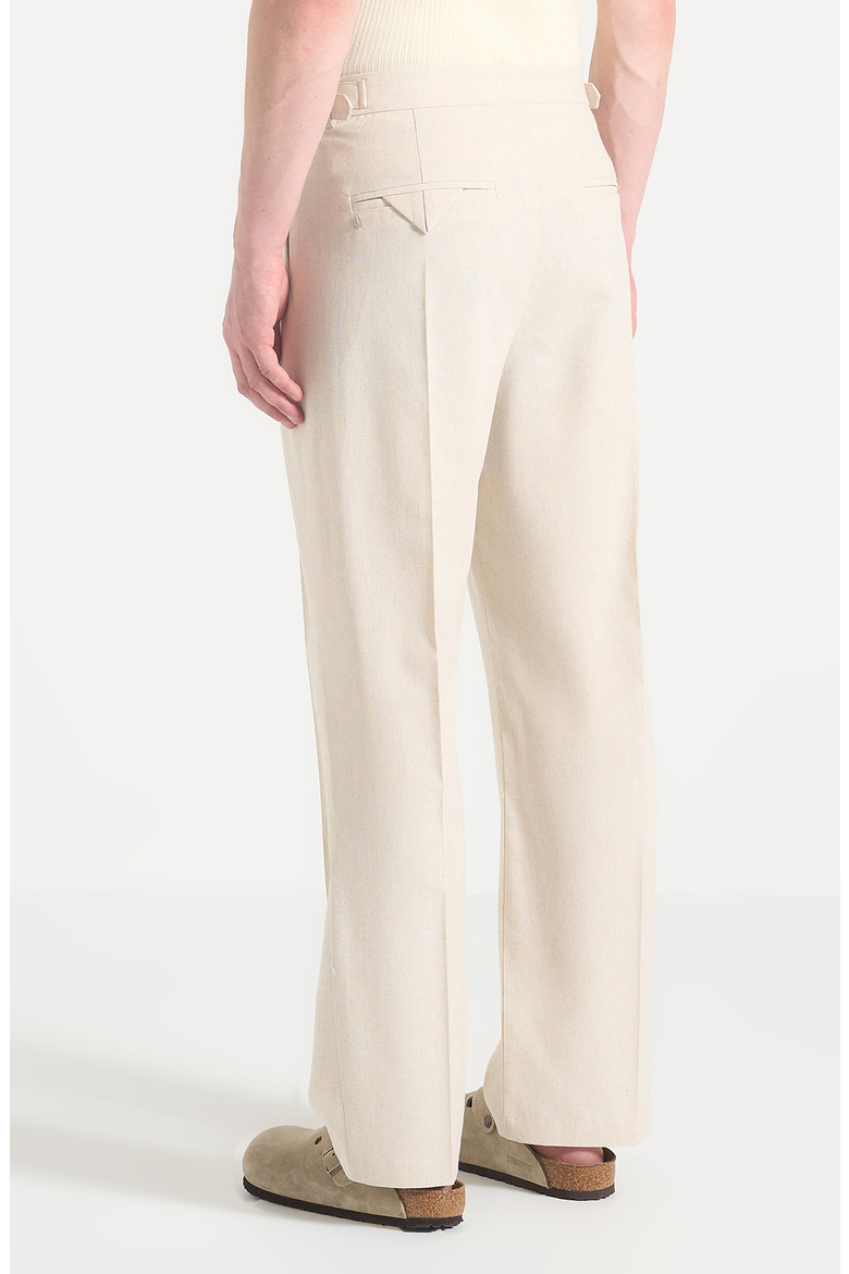 Pierre Relaxed Fit Linen Pleated Tailored Trousers, Alternate, color, Natural