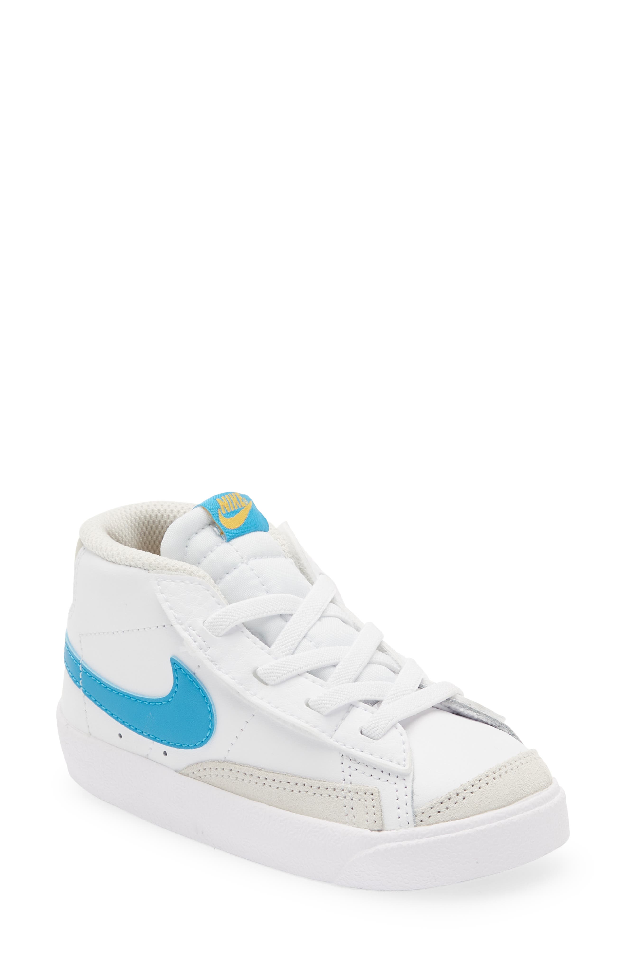 Kids' Blazer Mid '77 Sneaker, Main, color, WHITE/ BLUE/ YELLOW/ BONE