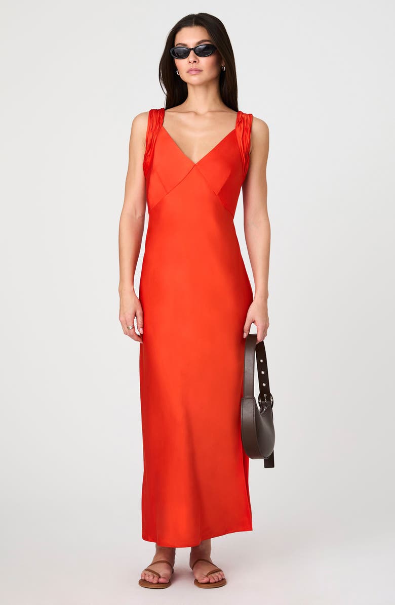 French Connection Ennis Satin Slipdress, Alternate, color, Miami Orange