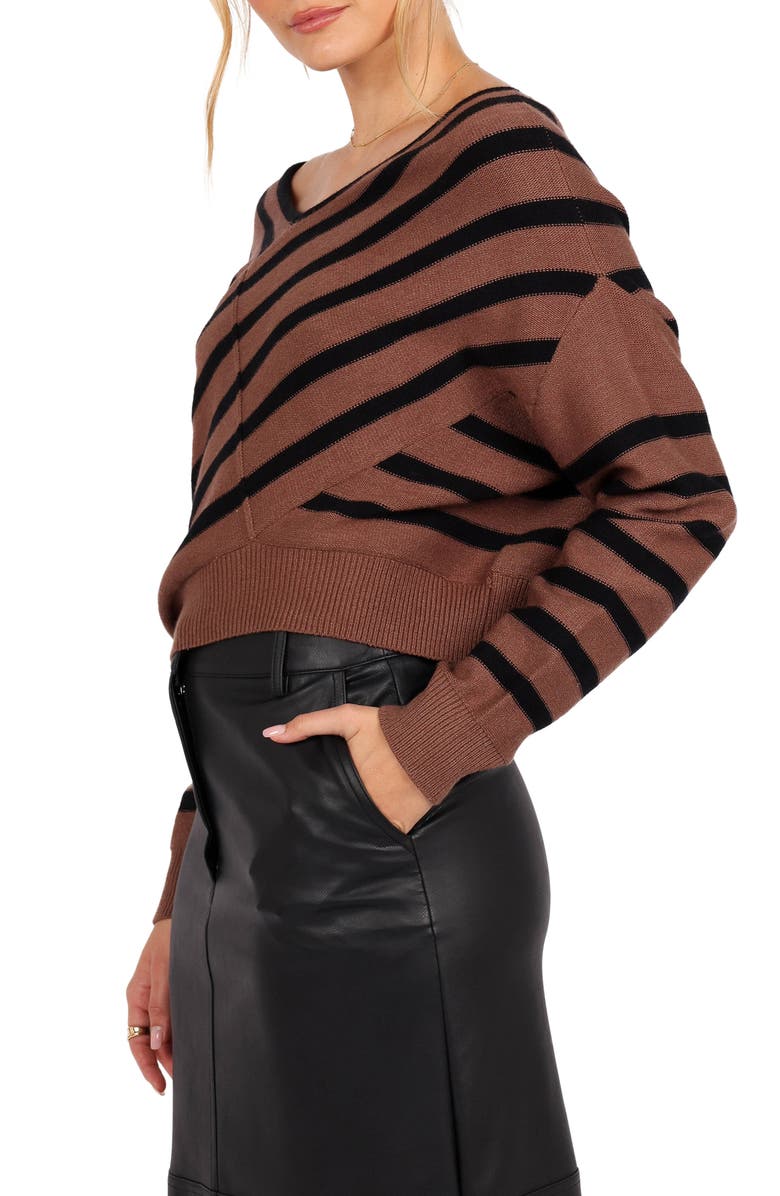 Petal & Pup Lynette Crisscross Stripe Sweater, Alternate, color, Black/ Tan