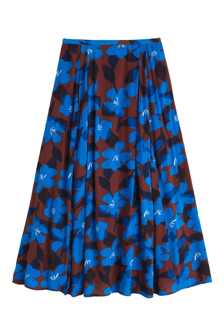 Lethlean Floral Pleated Maxi Skirt, Alternate, color, MACRO FLOWER COCOA