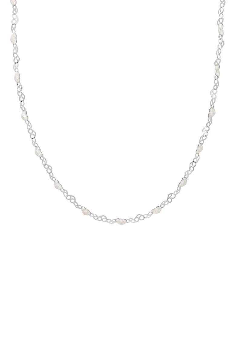 DELMAR Sterling Silver Enamel Heart Chain Necklace, Main, color, Silver