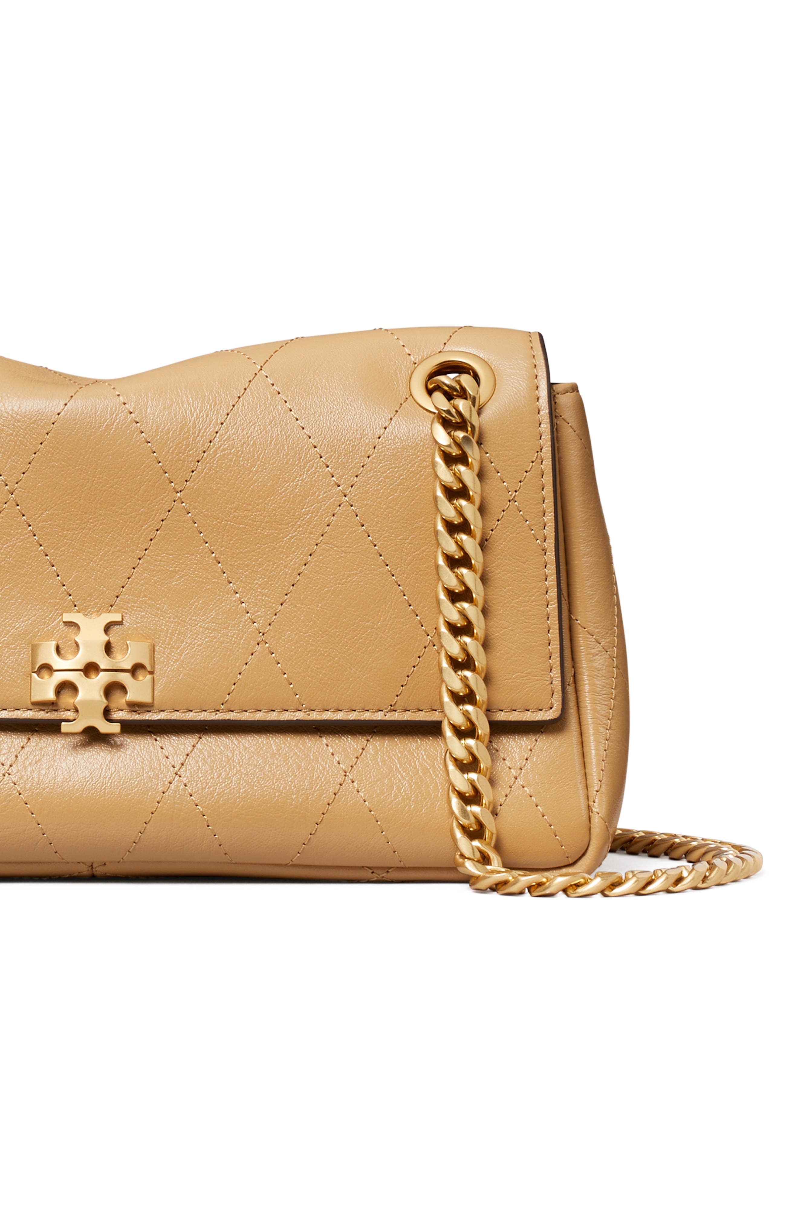 Tory Burch Small Charlie Leather Shoulder Bag, Alternate, color, Pecan