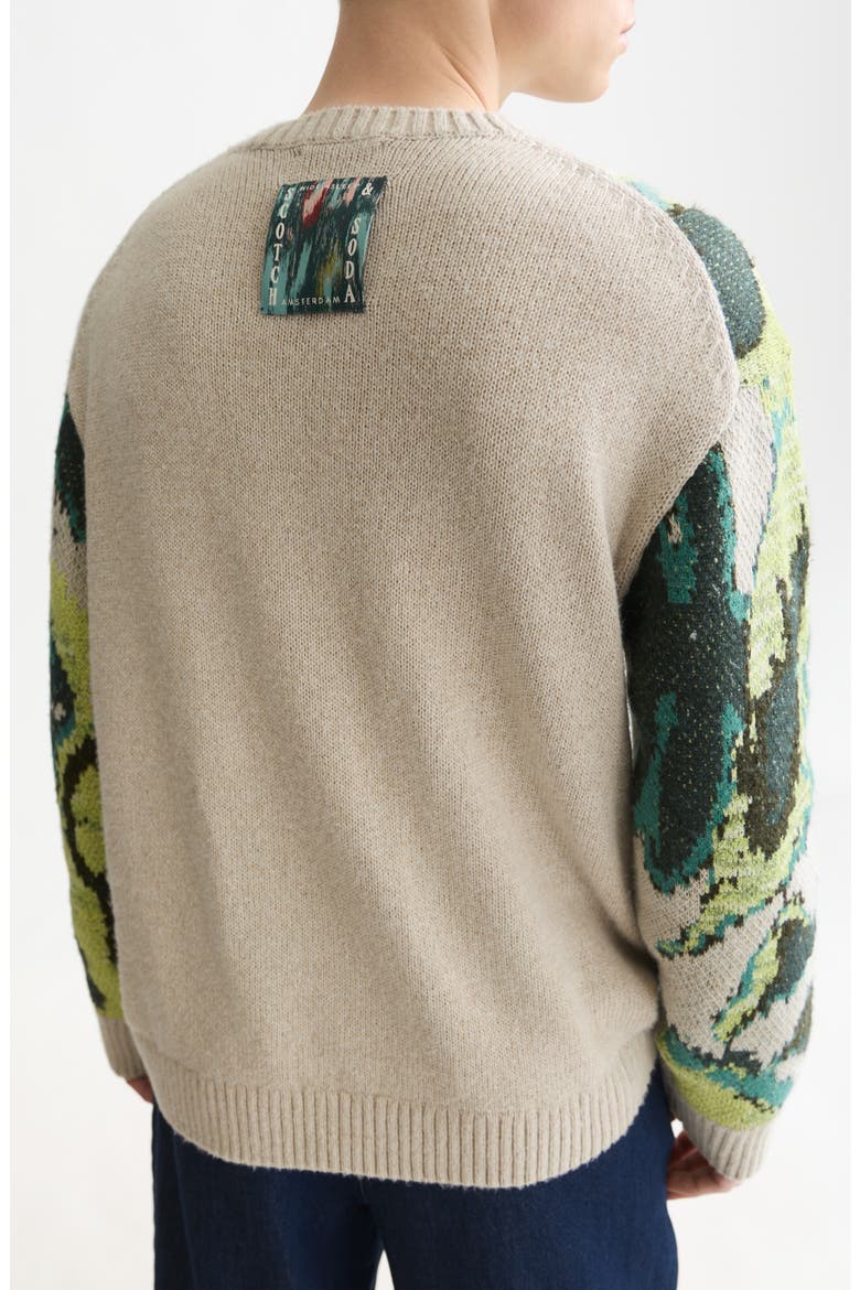 Oversize Floral Watercolor Crewneck Sweater, Alternate, color, WATERCOLOR