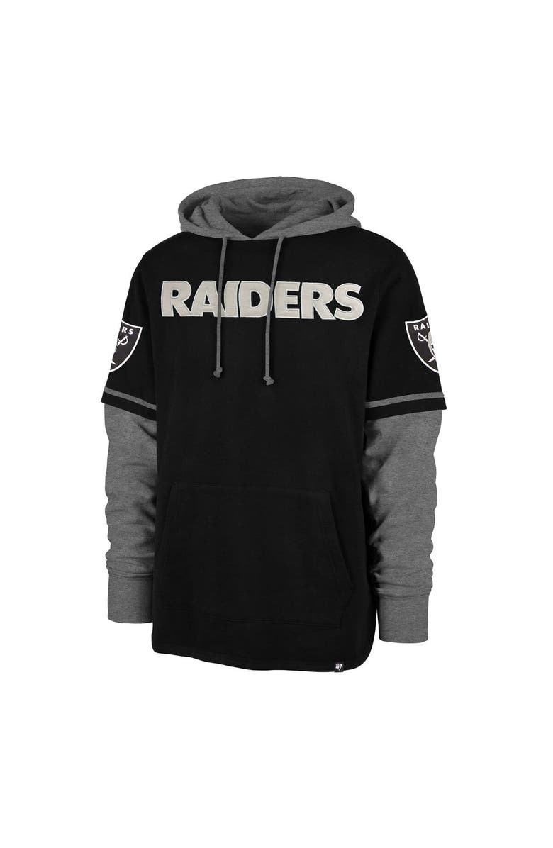 '47 Men's '47 Black Las Vegas Raiders Shortstop Pullover Hoodie, Alternate, color,