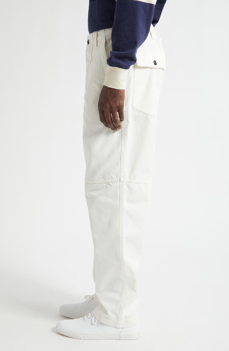 Drake's Cotton Canvas Panel Trousers, Alternate, color, Ecru