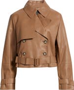 BOSS Satela Double Breasted Leather Jacket
