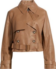 BOSS Satela Double Breasted Leather Jacket