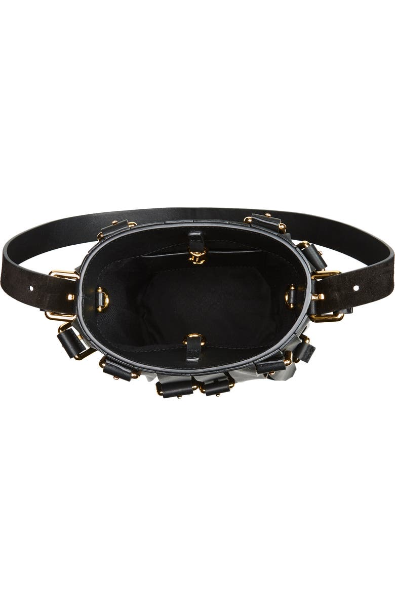 Moschino Small Multibelts Leather Bucket Bag, Alternate, color,