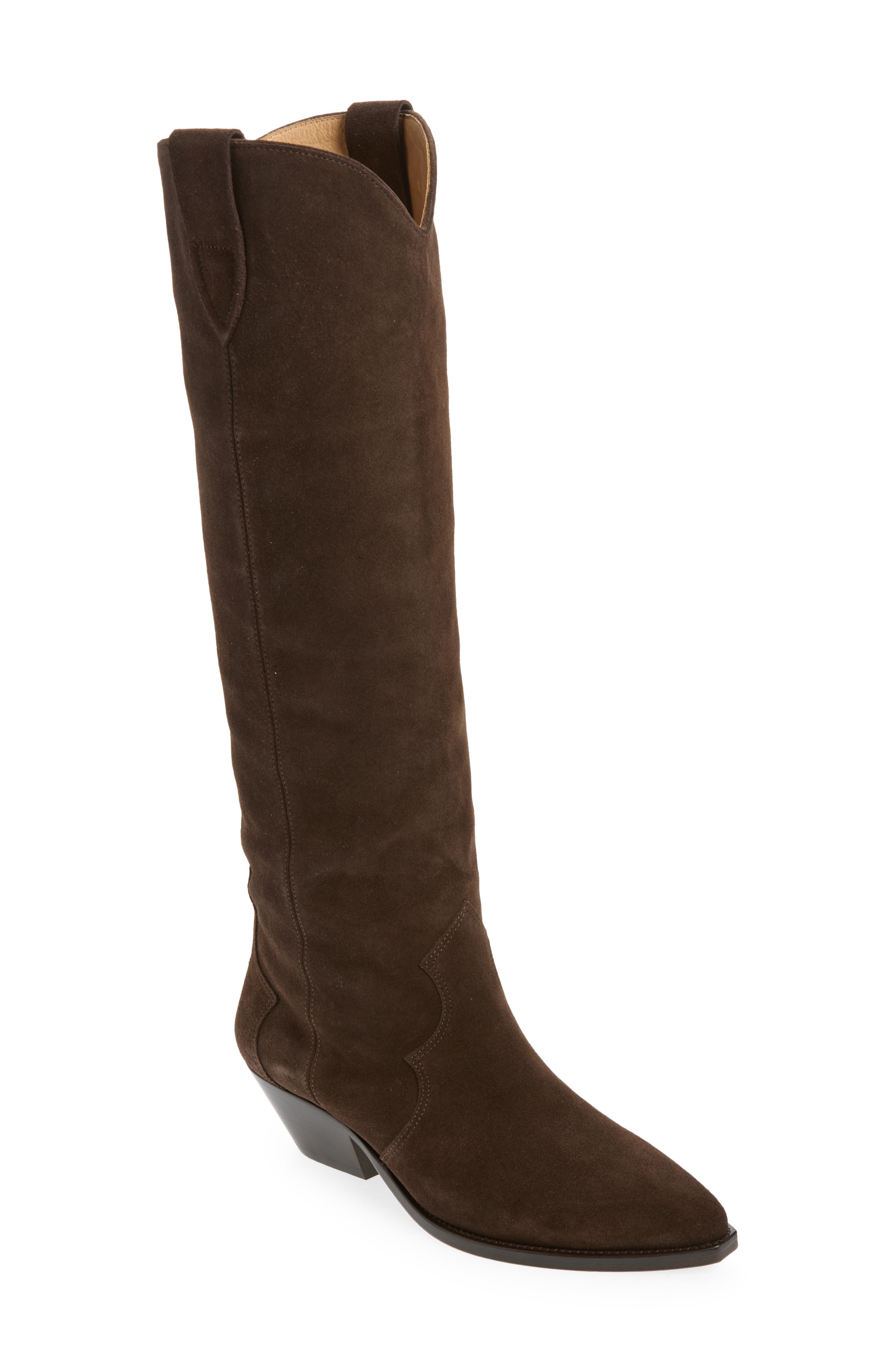Isabel Marant Denvee Tall Western Boot, Main, color, 50Cl Chocolate