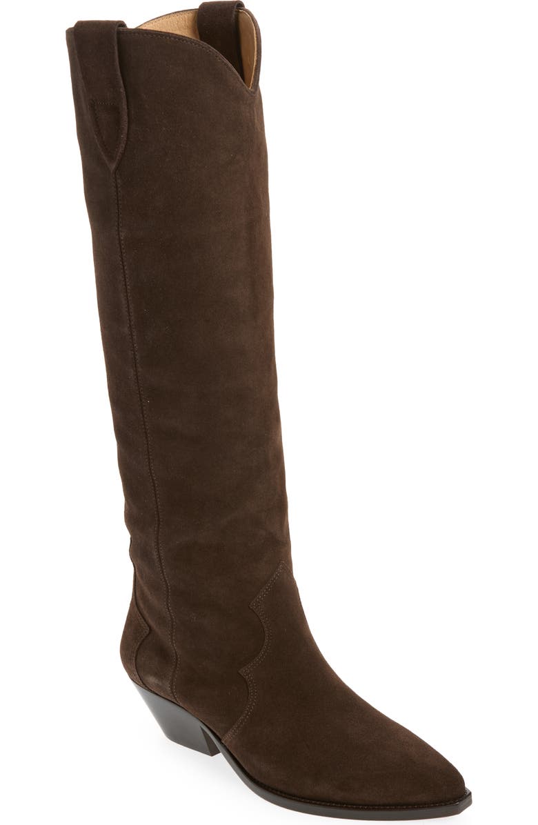Isabel Marant Denvee Tall Western Boot, Main, color, 50Cl Chocolate