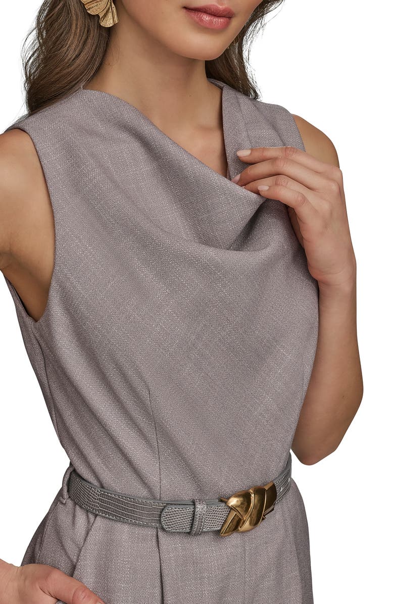 Donna Karan New York Belted Cowl Neck Romper, Alternate, color, Clay/ Limestone