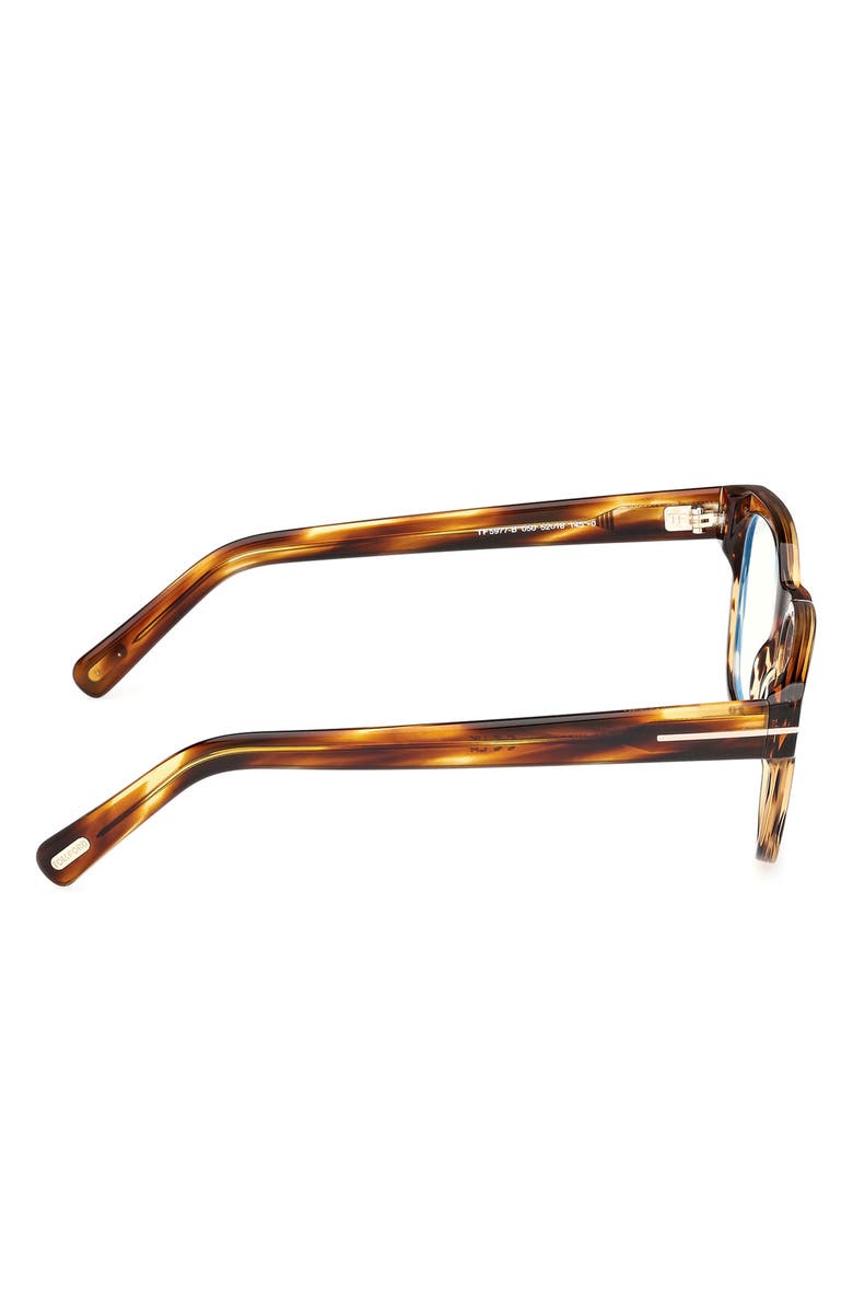 TOM FORD 50mm Square Blue Light Blocking Glasses, Alternate, color, Striped Brown / Light Havana