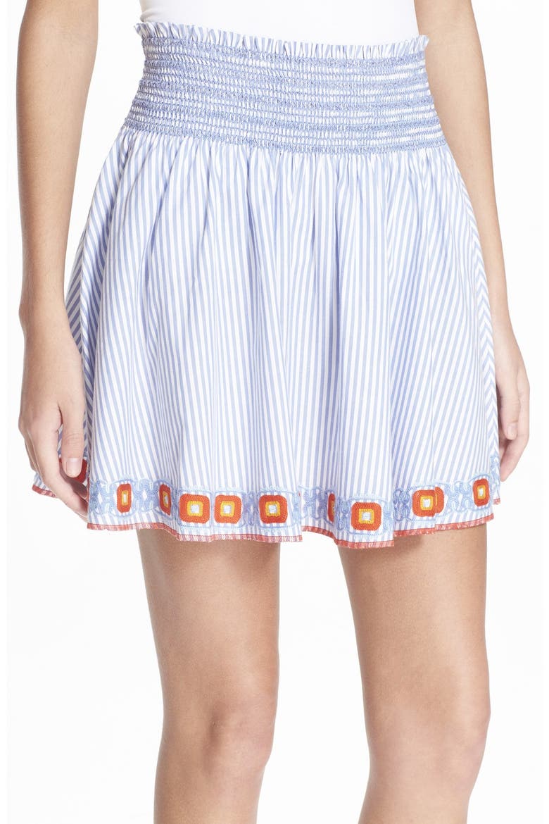 'Grace' Embroidered Cotton Skirt, Alternate, color, BLUE DUSK/ WHITE