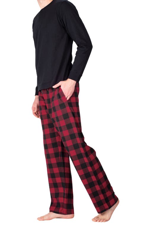 Sleephero Long Sleeve Pajama T-shirt & Polar Bear Print Fleece Pajama Pants Set In Red