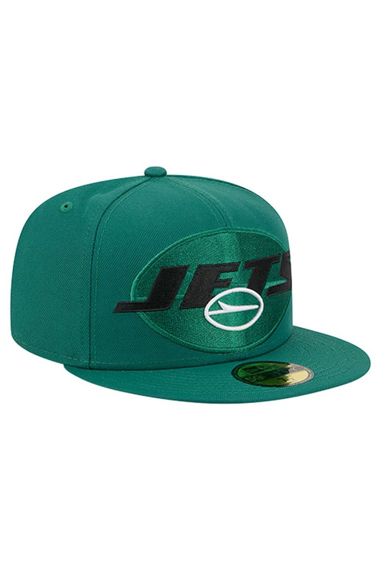 Men's New Era  Green New York Jets Overlap Wordmark 59FIFTY Fitted Hat, Alternate, color, Green
