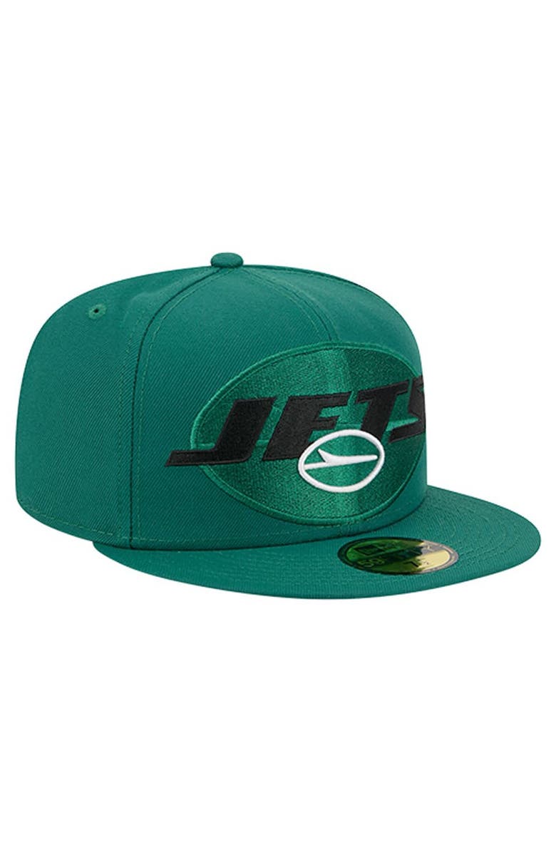 New Era Men's New Era  Green New York Jets Overlap Wordmark 59FIFTY Fitted Hat, Alternate, color, Green