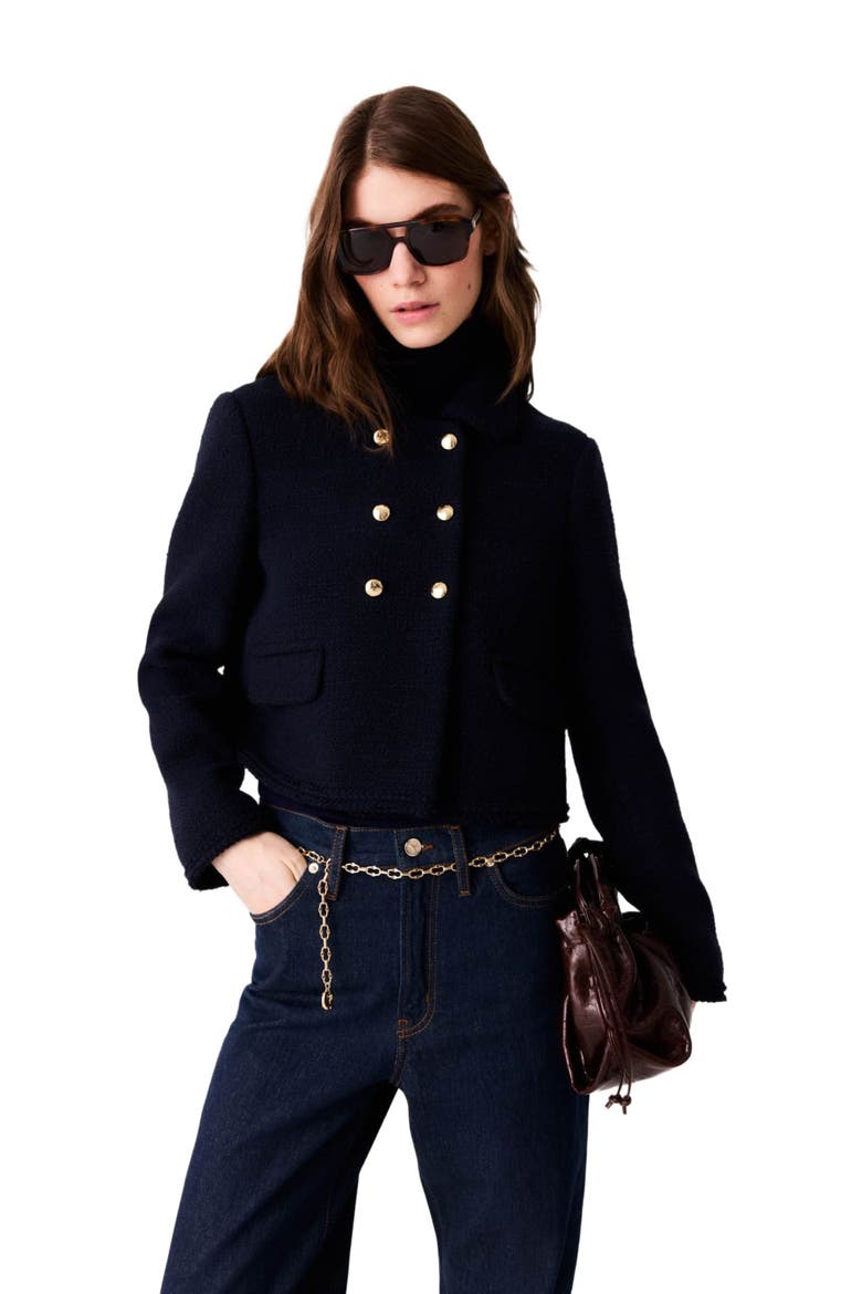 Short tweed jacket, Alternate, color, Navy