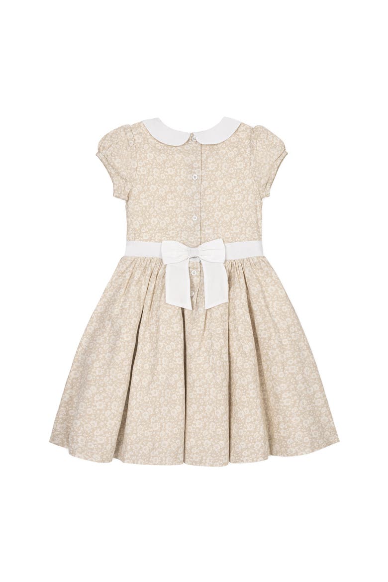 Kids' Short Sleeve Linen Dress with Peter Pan Collar, Alternate, color, Sandy Floral