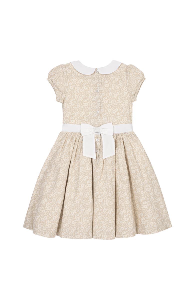 Hope & Henry Kids' Short Sleeve Linen Dress with Peter Pan Collar, Alternate, color, Sandy Floral