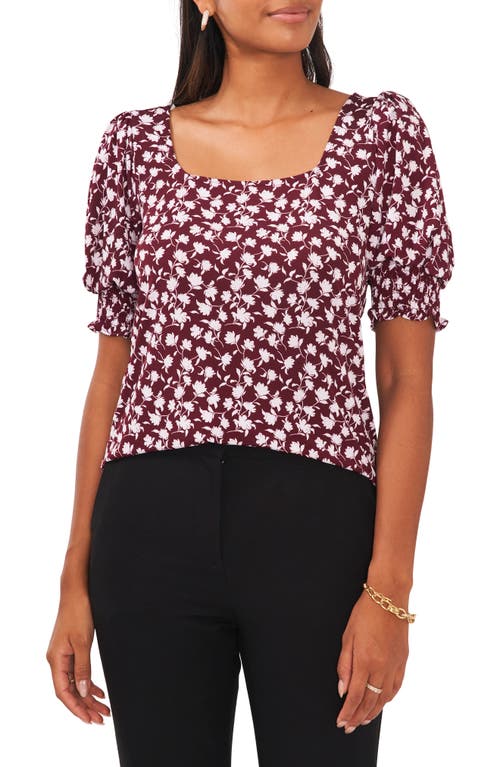 Chaus Floral Square Neck Smocked Sleeve Blouse In Multi