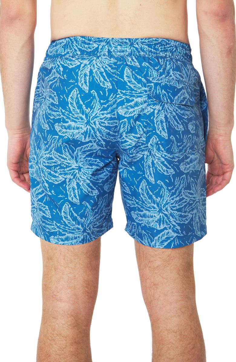 Slate & Stone Cabo Swim Trunks, Alternate, color, Navy Palm Tree