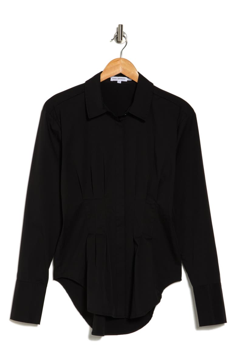 Good American Dart Waist Button-Up Shirt, Alternate, color,