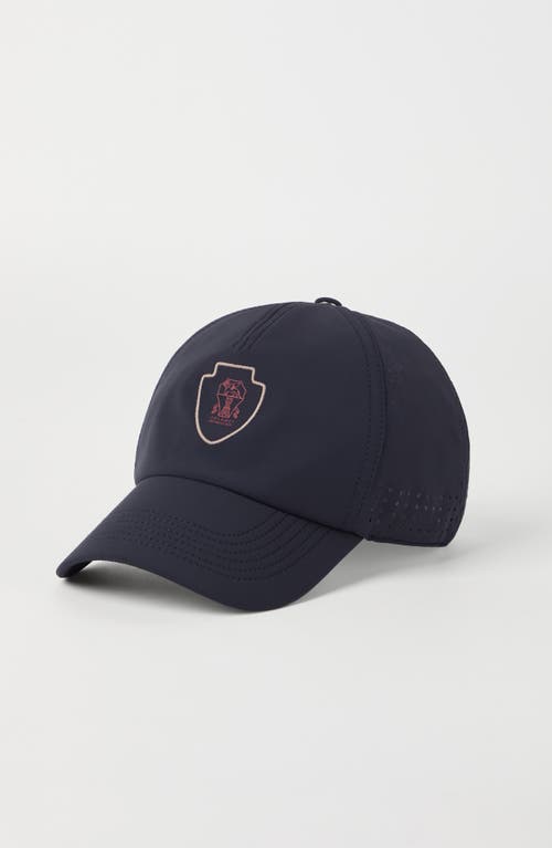 Brunello Cucinelli Baseball Cap In Tech Fabric With Logo In Navy Blue