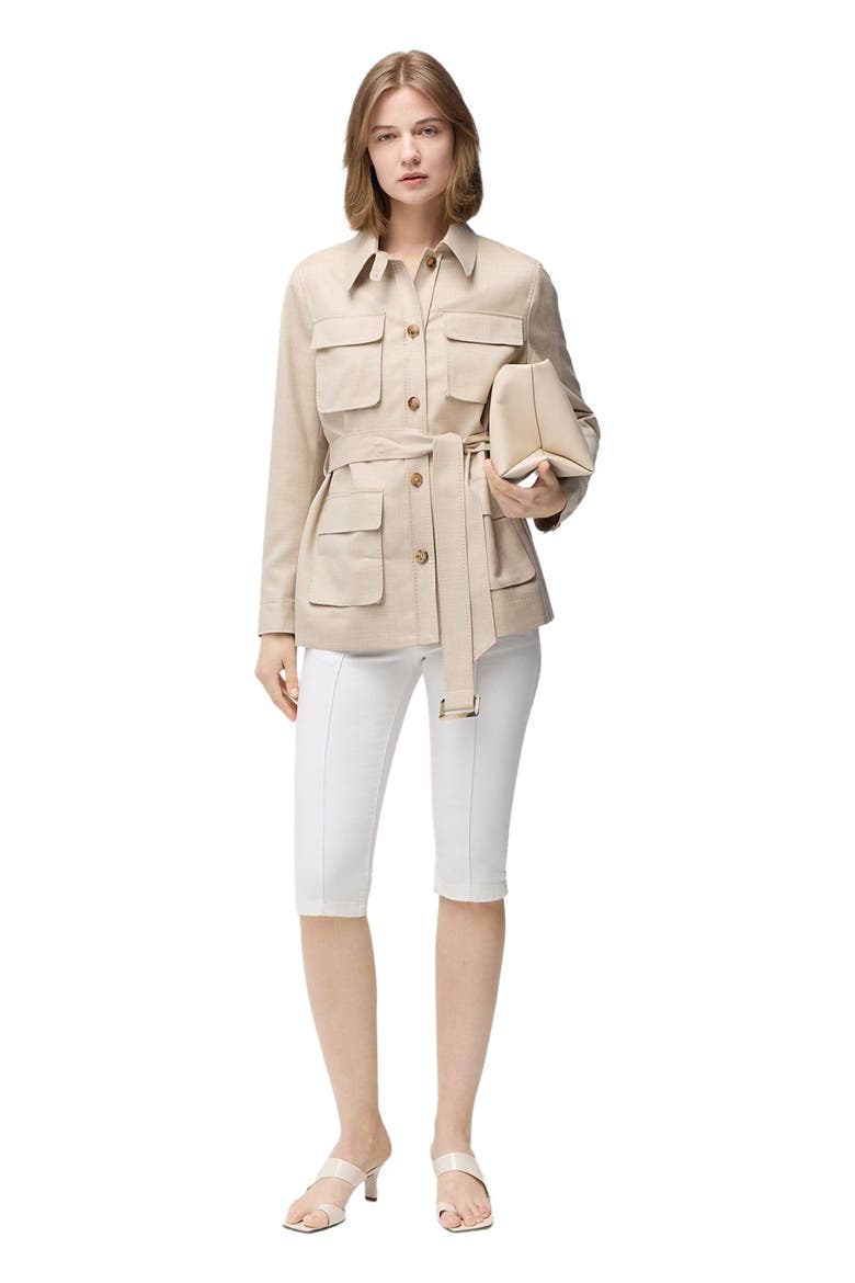 Belted Cashmere Safari Jacket, Main, color, warm grey