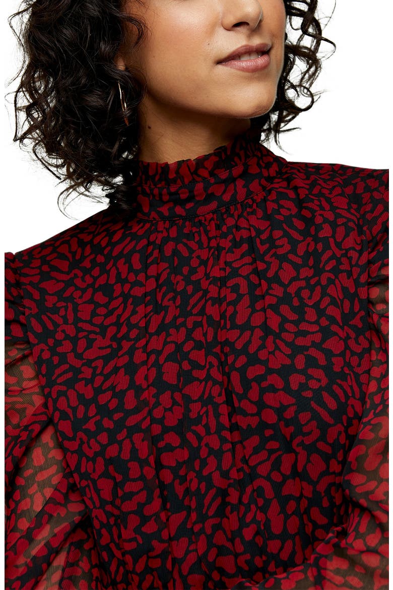 Animal Wrap Chiffon Minidress, Alternate, color, RED MULTI