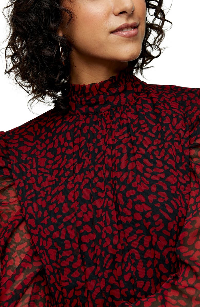 Topshop Animal Wrap Chiffon Minidress, Alternate, color,