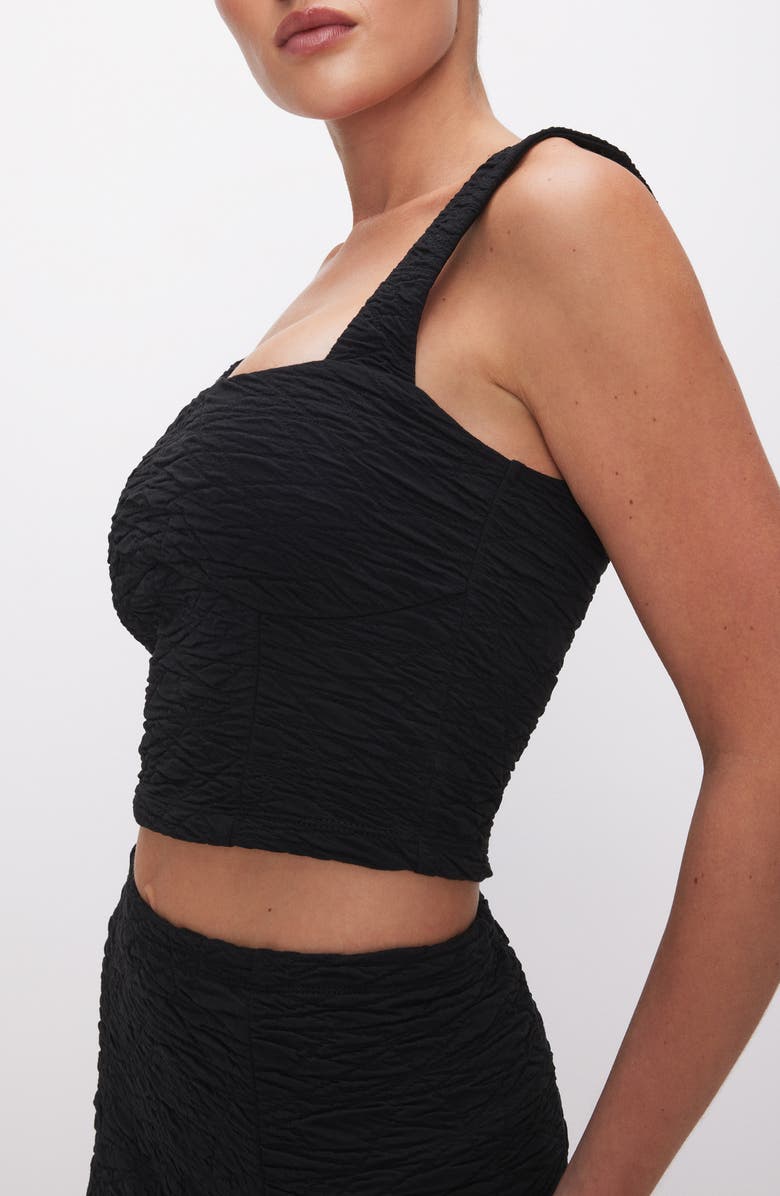 Good American Scrunched Crop Tank, Alternate, color, Black001
