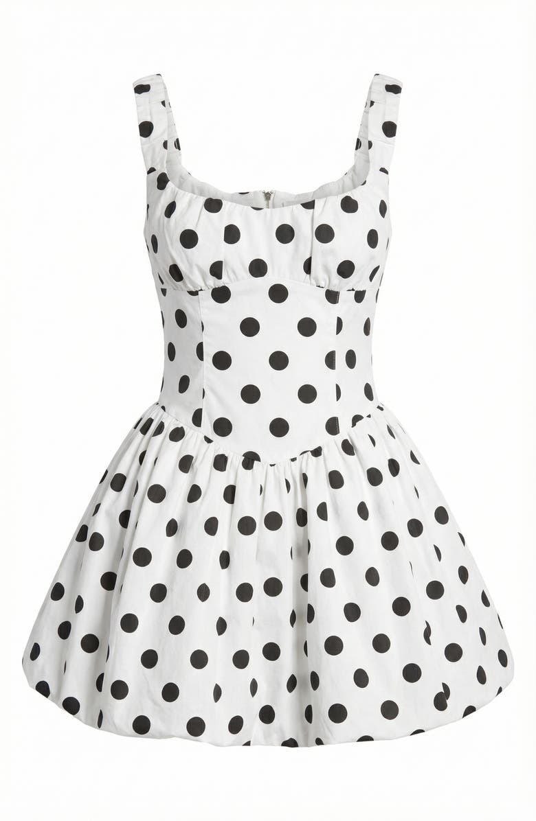 Modenaire Polka Dot Corset Drop Waist Mini Dress, Alternate, color, White / Black Polka Dot