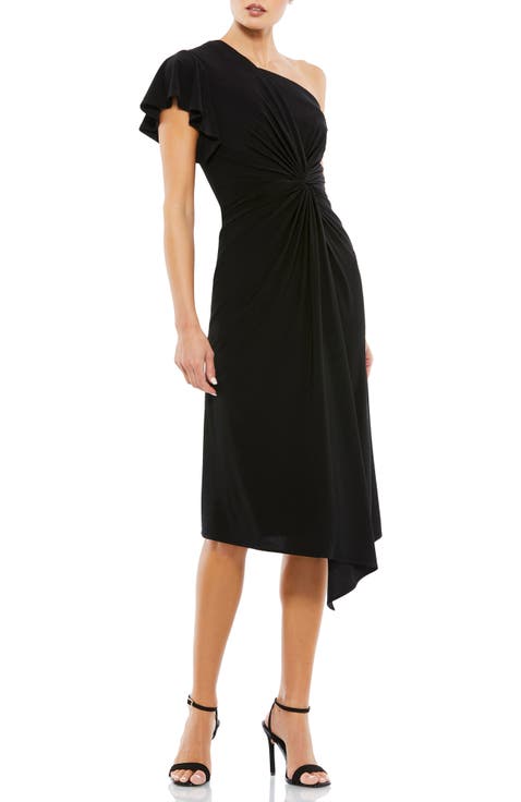 Women's One Shoulder Midi Length Jersey Dress
