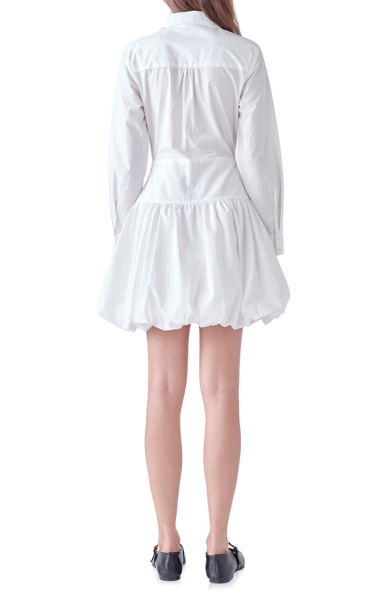 English Factory Long Sleeve Bubble Hem Cotton Poplin Shirtdress, Alternate, color, Off White