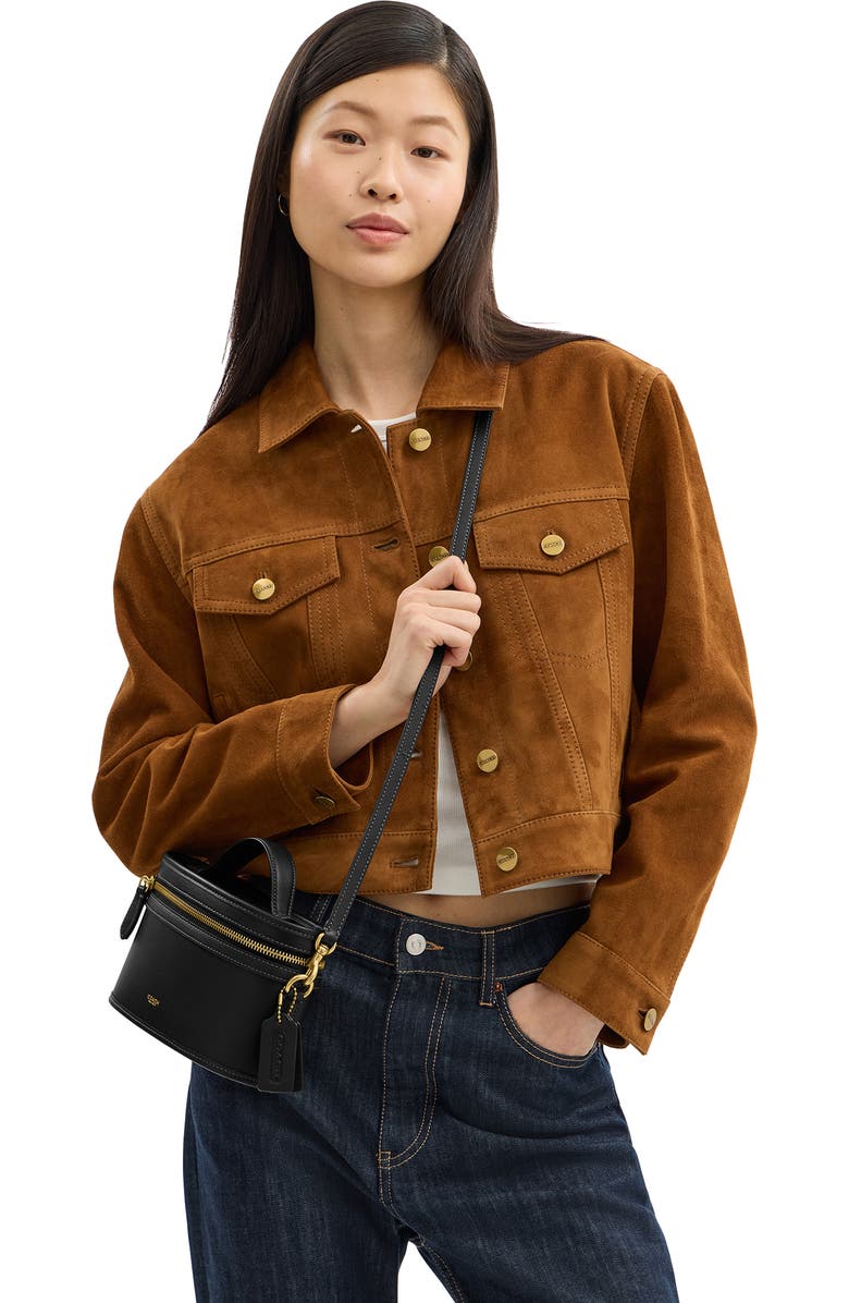 COACH Trail Leather Crossbody Bag, Alternate, color, B4/Black