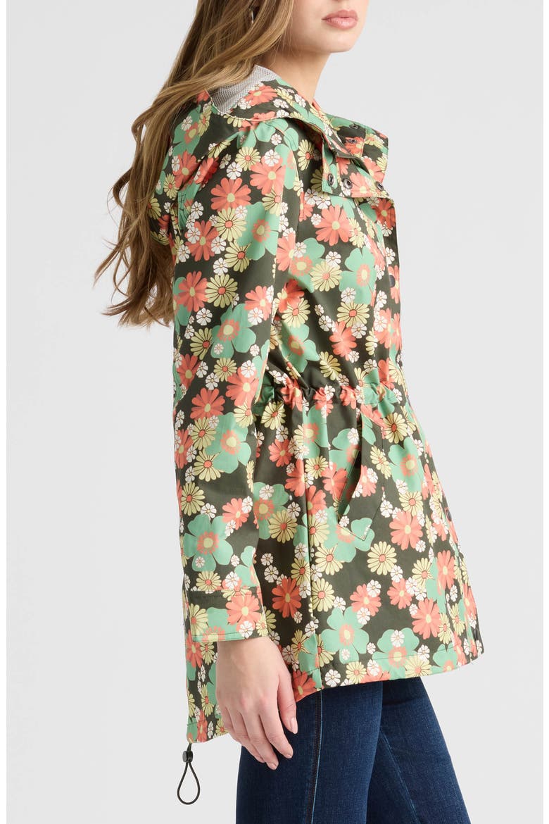 Hooded Rain Jacket, Alternate, color, GREEN FLORAL
