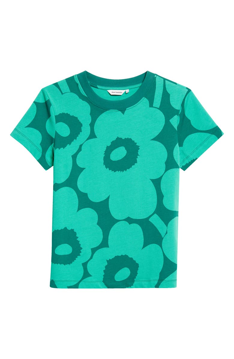 Marimekko Heleys Unikko Cotton T-Shirt, Main, color, Green Dark Green