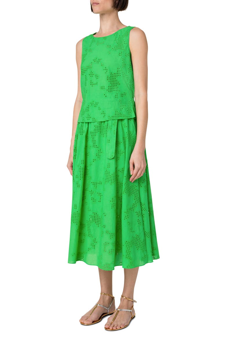 Cotton Blend Eyelet Sleeveless Top, Alternate, color, 005 VIBRANT GREEN