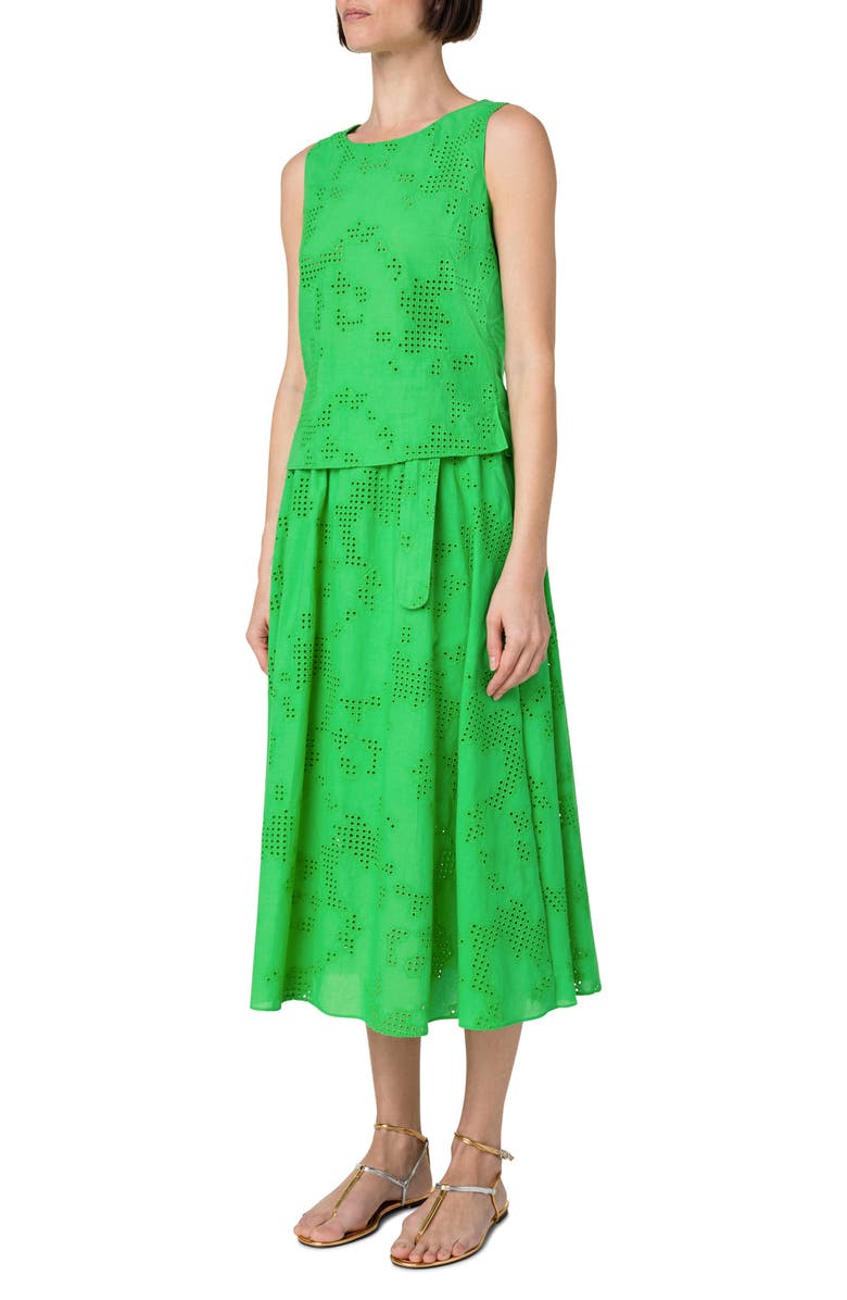 Akris punto Cotton Blend Eyelet Sleeveless Top, Alternate, color, 